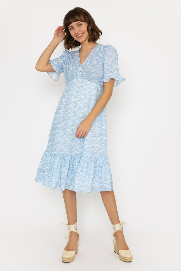 Carraig Donn Betty Midi Dress in Light Blue Print