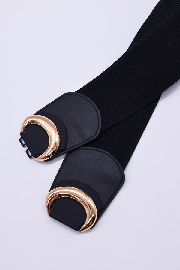 Carraig Donn Black Elastic Belt With Gold Clasp
