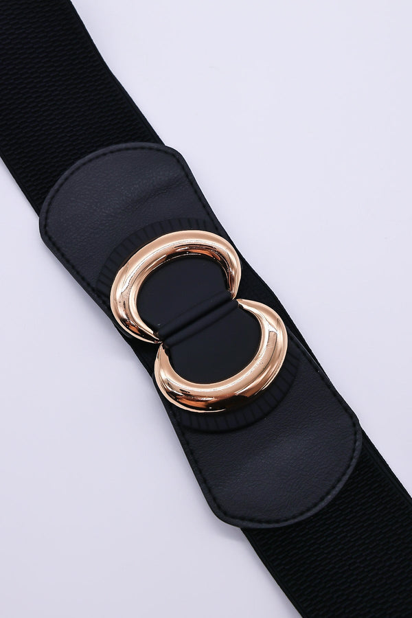 Carraig Donn Black Elastic Belt With Gold Clasp