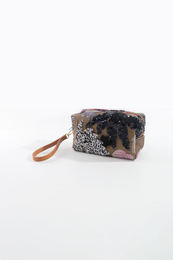 Carraig Donn Black Embellished Make Up Bag