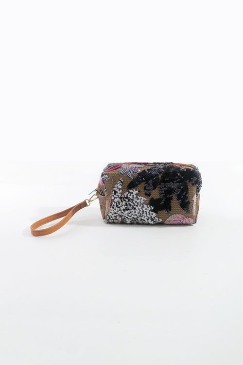 Black Embellished Make Up Bag