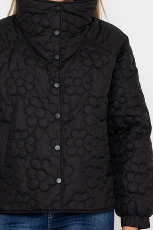 Carraig Donn Black Floral Quilt Boxy Jacket