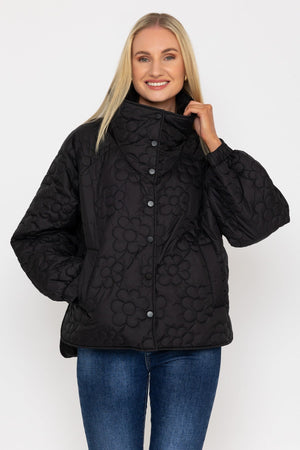 Carraig Donn Black Floral Quilt Boxy Jacket