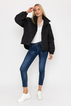 Carraig Donn Black Floral Quilt Boxy Jacket