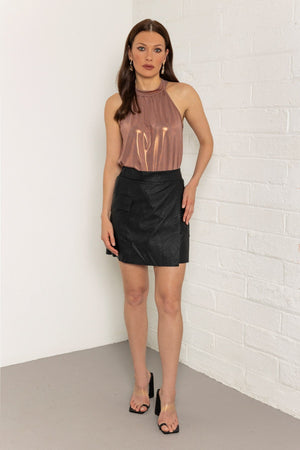 Carraig Donn Black PU Cargo Skirt