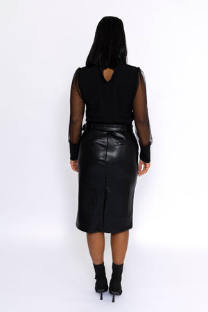 Carraig Donn Black PU Skirt