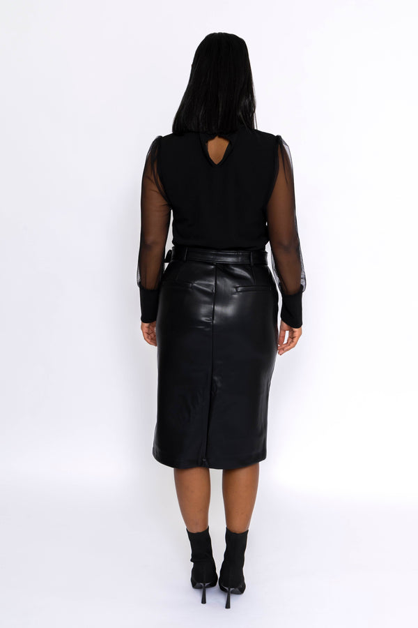 Carraig Donn Black PU Skirt