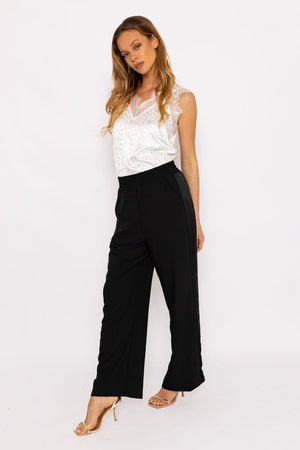 Carraig Donn Black Satin Back Crepe Trousers