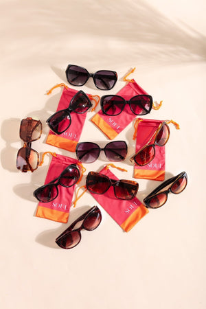 Carraig Donn Black Sunglasses with Links Detail on Arms