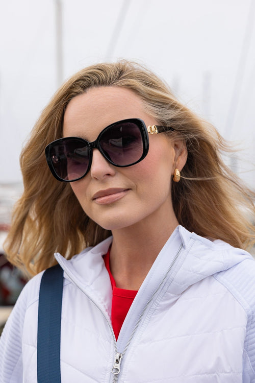 Black Sunglasses with Links Detail on Arms