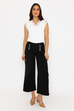 Carraig Donn Black Wide Leg Scuba Trousers