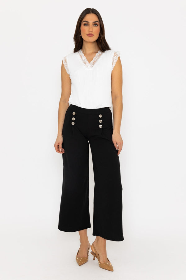 Carraig Donn Black Wide Leg Scuba Trousers