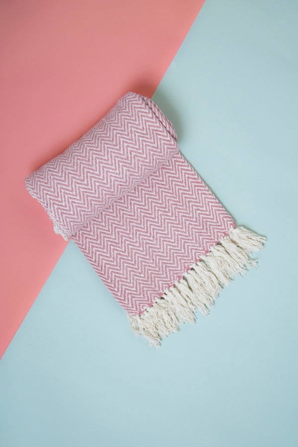 Carraig Donn Blake Pink Cotton Throw
