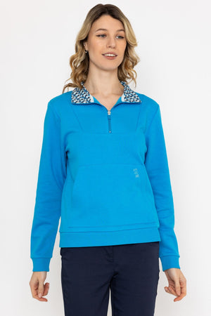 Carraig Donn Blue 1/4 Zip Pocket Sweatshirt