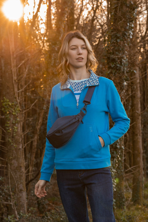 Carraig Donn Blue 1/4 Zip Pocket Sweatshirt