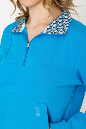 Carraig Donn Blue 1/4 Zip Pocket Sweatshirt