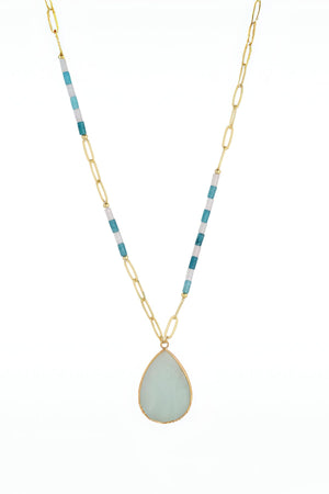 Carraig Donn Blue Amazon Gemstone Mid Length Necklace