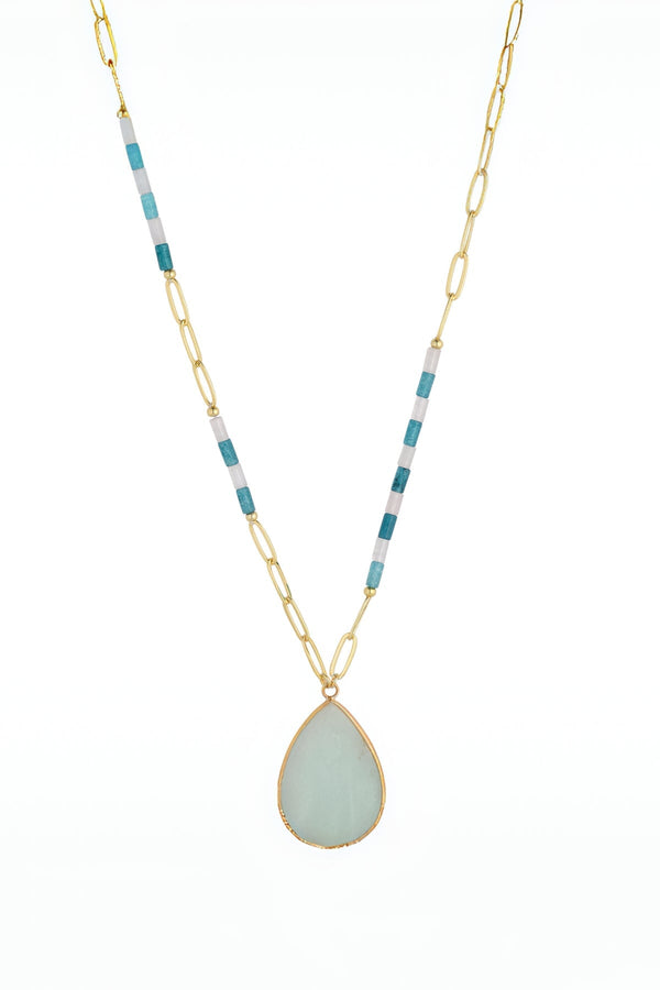 Carraig Donn Blue Amazon Gemstone Mid Length Necklace