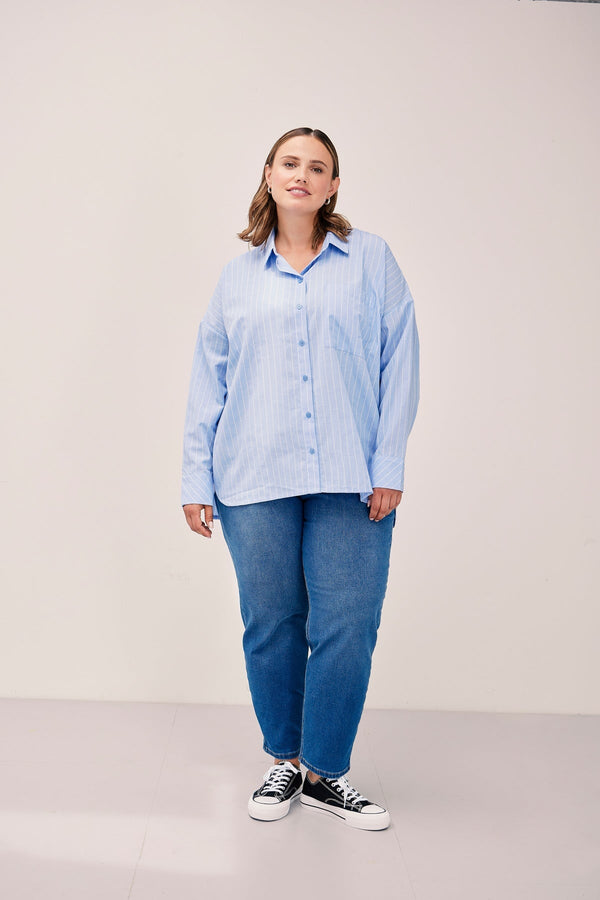 Carraig Donn Blue Cotton Long Sleeve Shirt