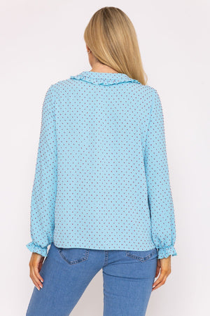 Carraig Donn Blue Dobby Jacquard Blouse