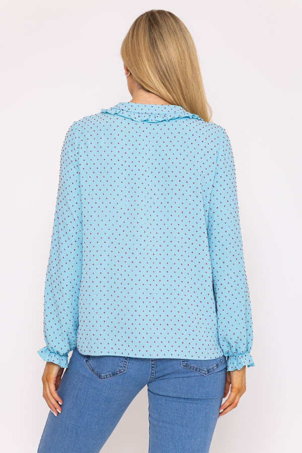 Carraig Donn Blue Dobby Jacquard Blouse