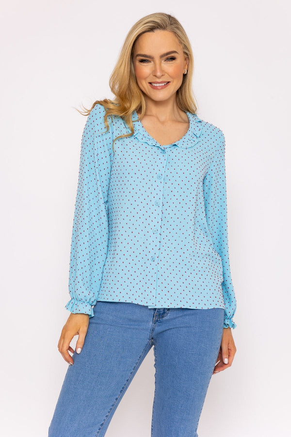 Carraig Donn Blue Dobby Jacquard Blouse