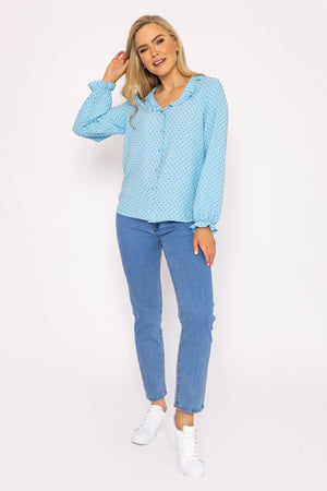 Carraig Donn Blue Dobby Jacquard Blouse