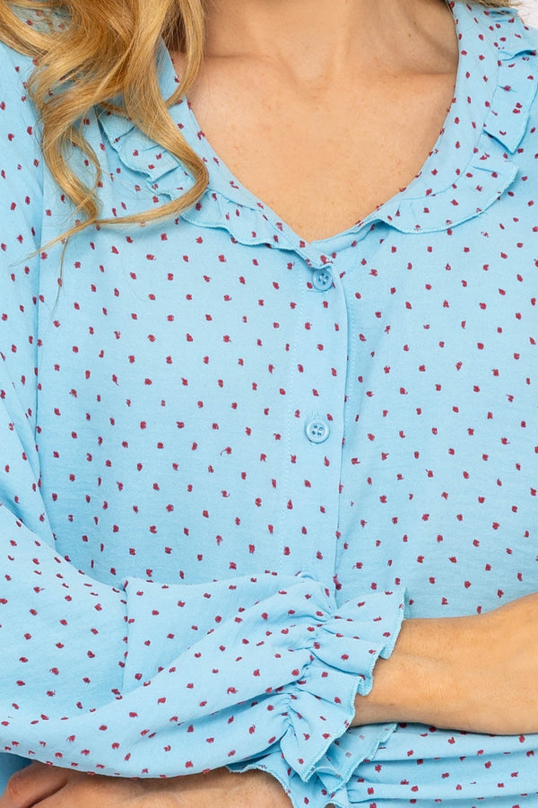Carraig Donn Blue Dobby Jacquard Blouse