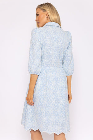 Carraig Donn Blue Floral Embroidery Midi Dress