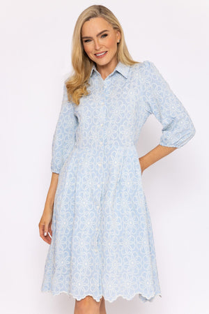 Carraig Donn Blue Floral Embroidery Midi Dress