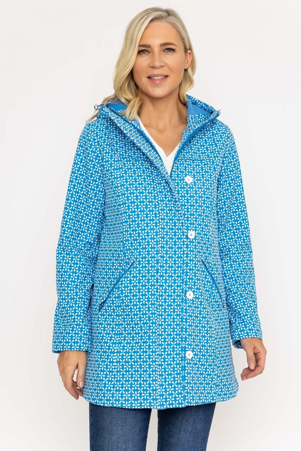 Carraig Donn Blue Geo Print Bonded Jacket