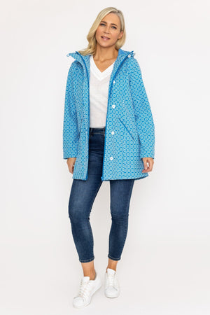 Carraig Donn Blue Geo Print Bonded Jacket