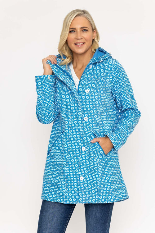 Blue Geo Print Bonded Jacket