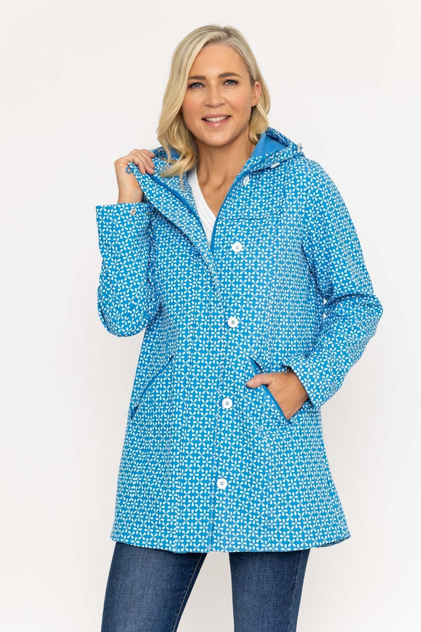 Carraig Donn Blue Geo Print Bonded Jacket