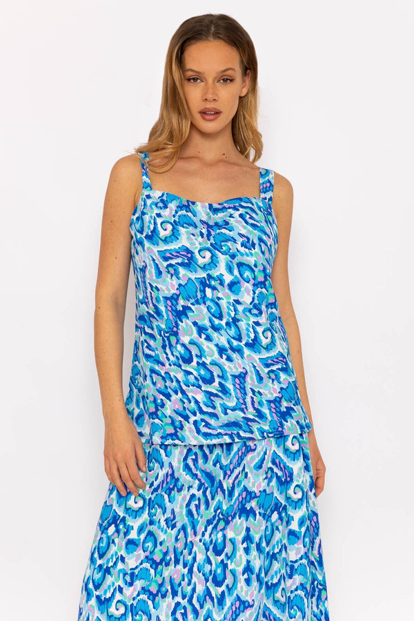 Carraig Donn Blue Lurex Print Cami Top