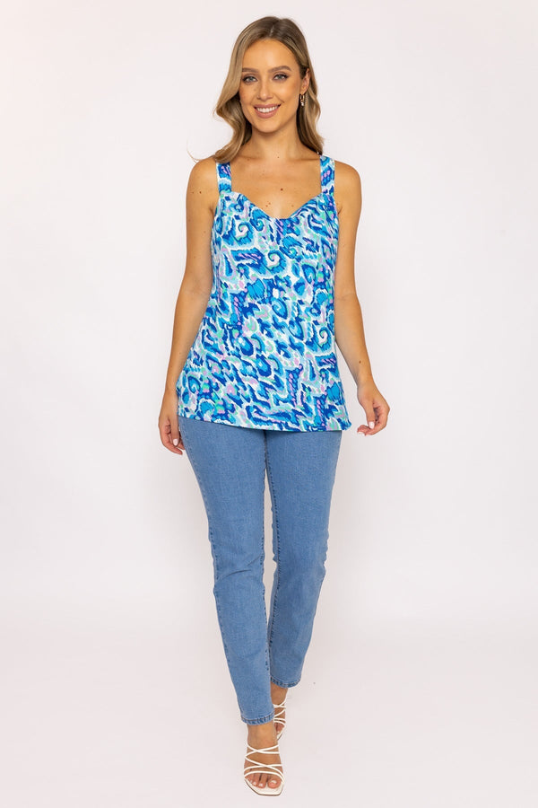 Carraig Donn Blue Lurex Print Cami Top