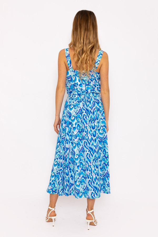 Carraig Donn Blue Lurex Print Midi Skirt