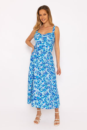 Carraig Donn Blue Lurex Print Midi Skirt