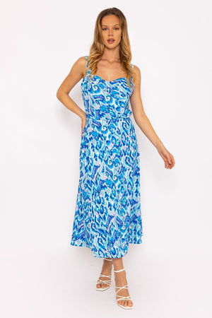 Carraig Donn Blue Lurex Print Midi Skirt
