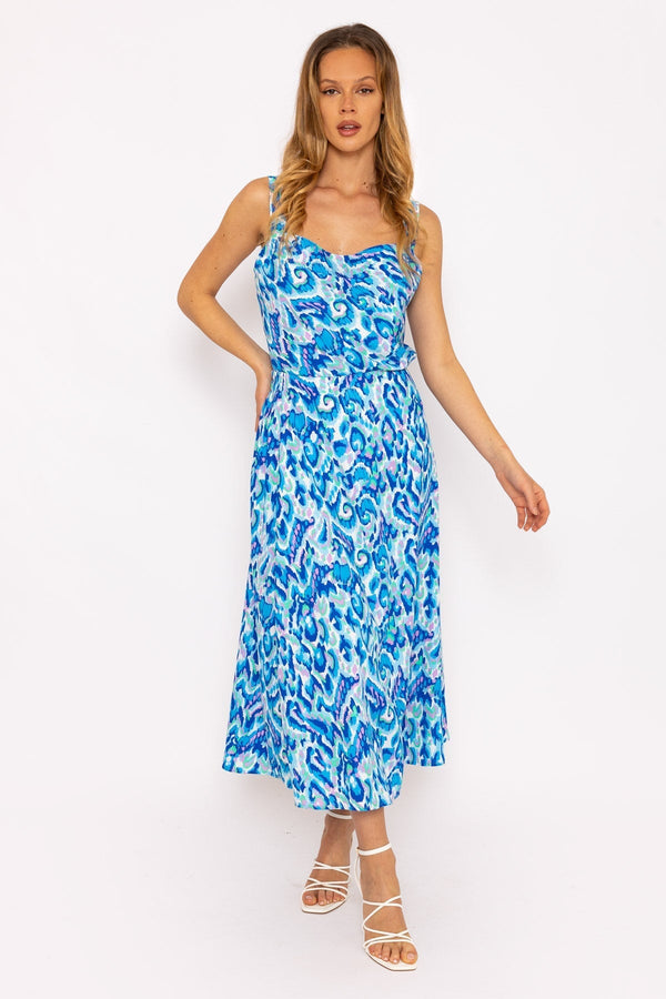 Carraig Donn Blue Lurex Print Midi Skirt