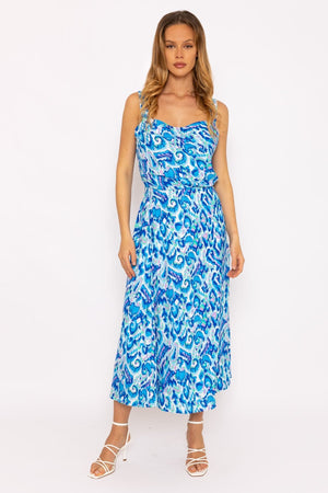 Carraig Donn Blue Lurex Print Midi Skirt