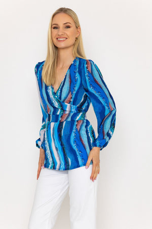 Carraig Donn Blue Peplum Top
