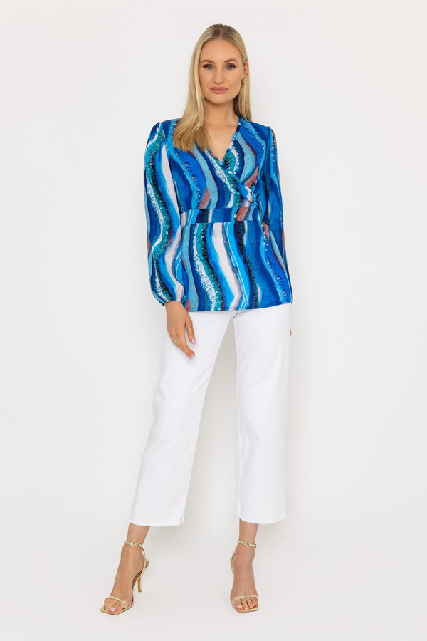 Carraig Donn Blue Peplum Top