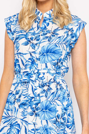 Carraig Donn Blue Poppy Floral Printed Midi Dress
