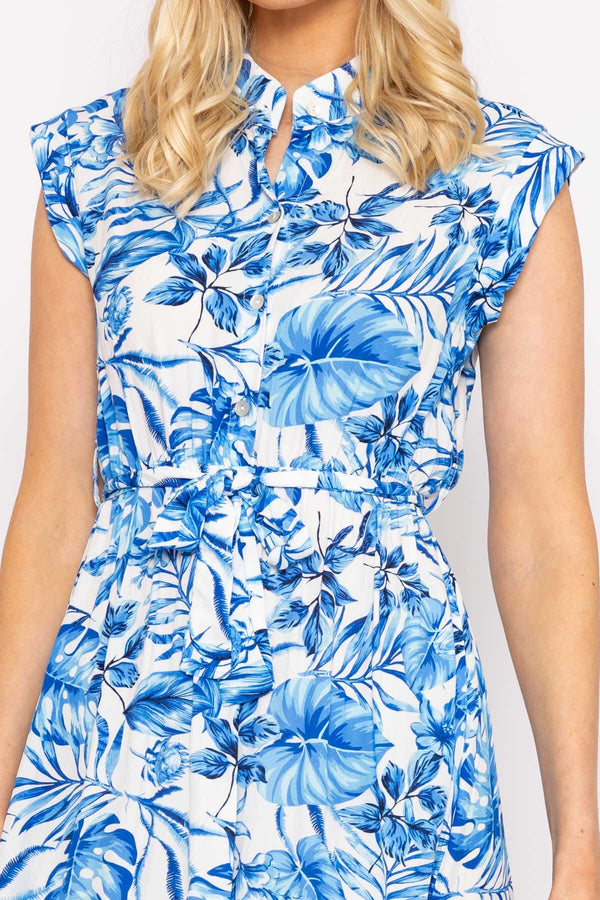 Carraig Donn Blue Poppy Floral Printed Midi Dress