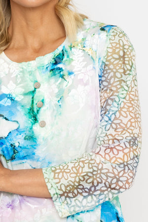 Carraig Donn Blue Printed Dovore Top