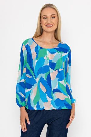 Carraig Donn Blue Printed Long Sleeve Blouse