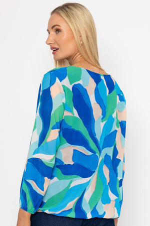 Carraig Donn Blue Printed Long Sleeve Blouse