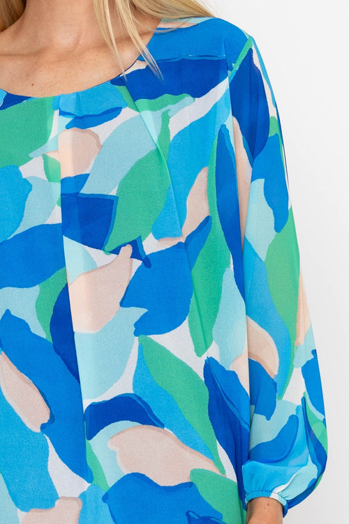 Carraig Donn Blue Printed Long Sleeve Blouse