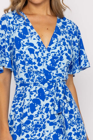 Carraig Donn Blue Ruffle Wrap Midi Dress
